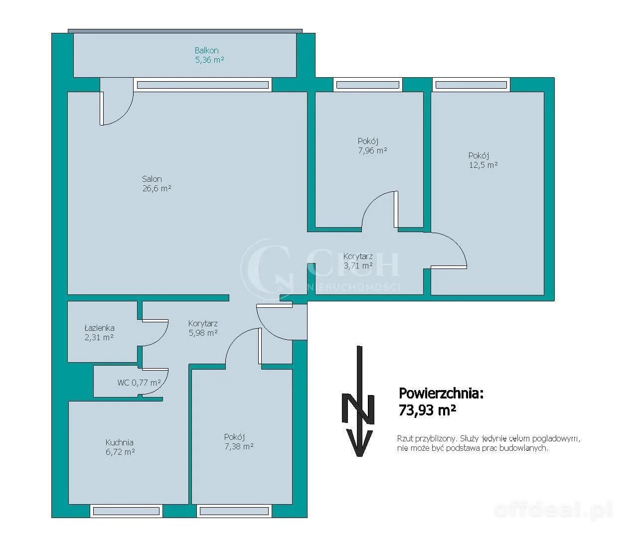 Przestronne mieszkanie 73,93 m² – Tarnów, os. Jasna