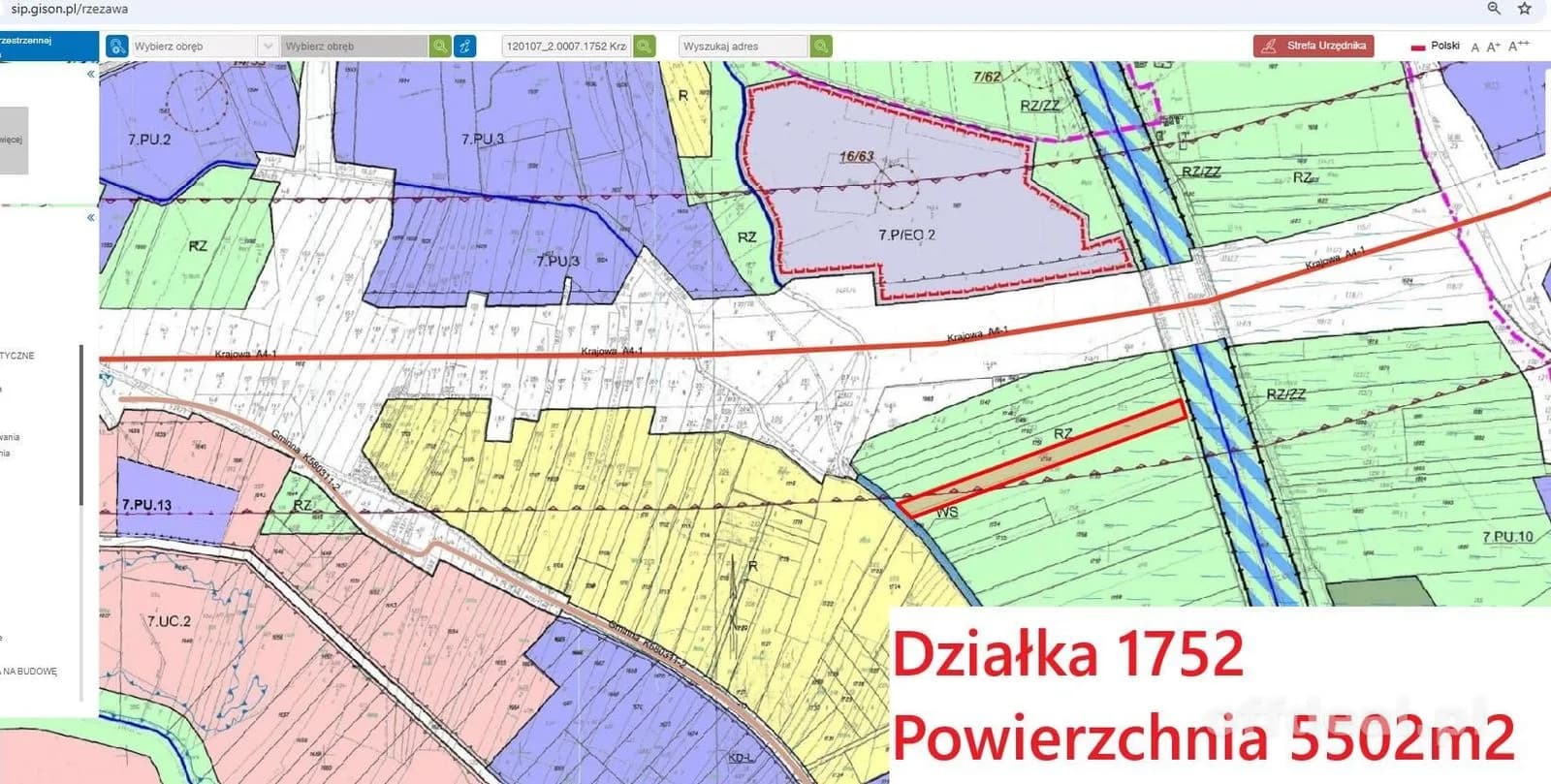 55ar RZ działka w Krzeczowie gmina Rzezawa
