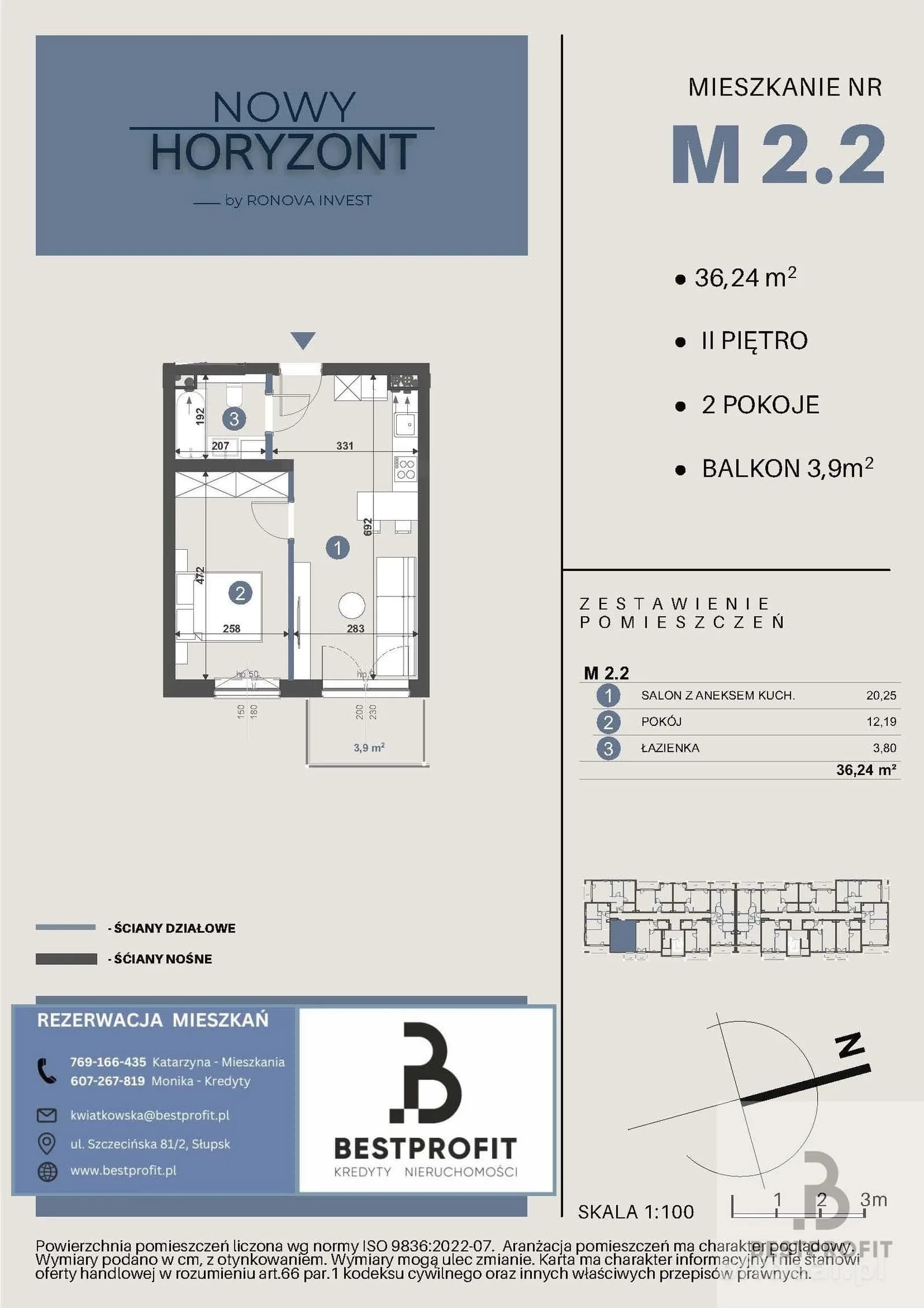 2-room apartment for sale in Słupsk | 36.24 m²