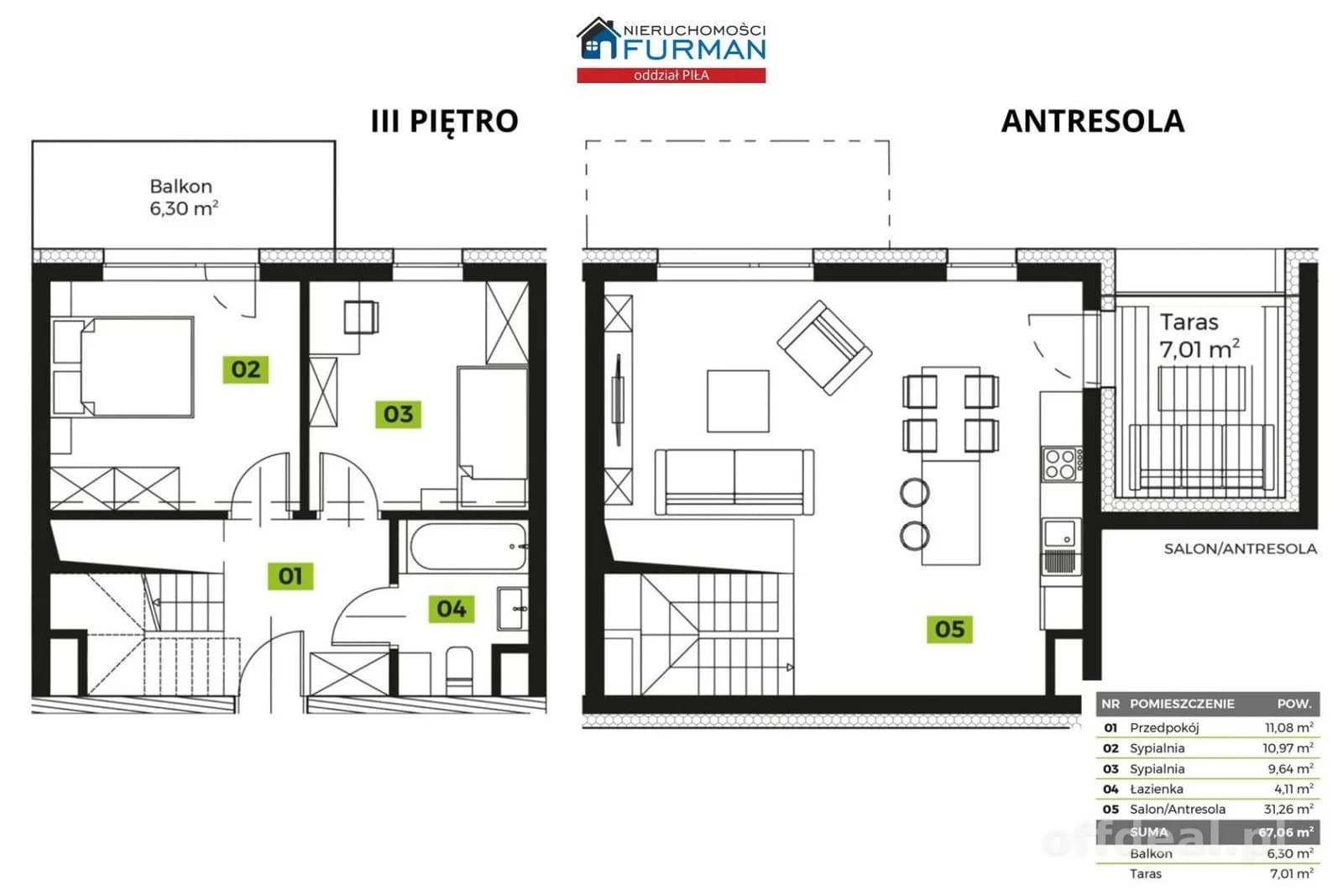 Photo 4: Appartement, 3 rooms, 67 m², Piła