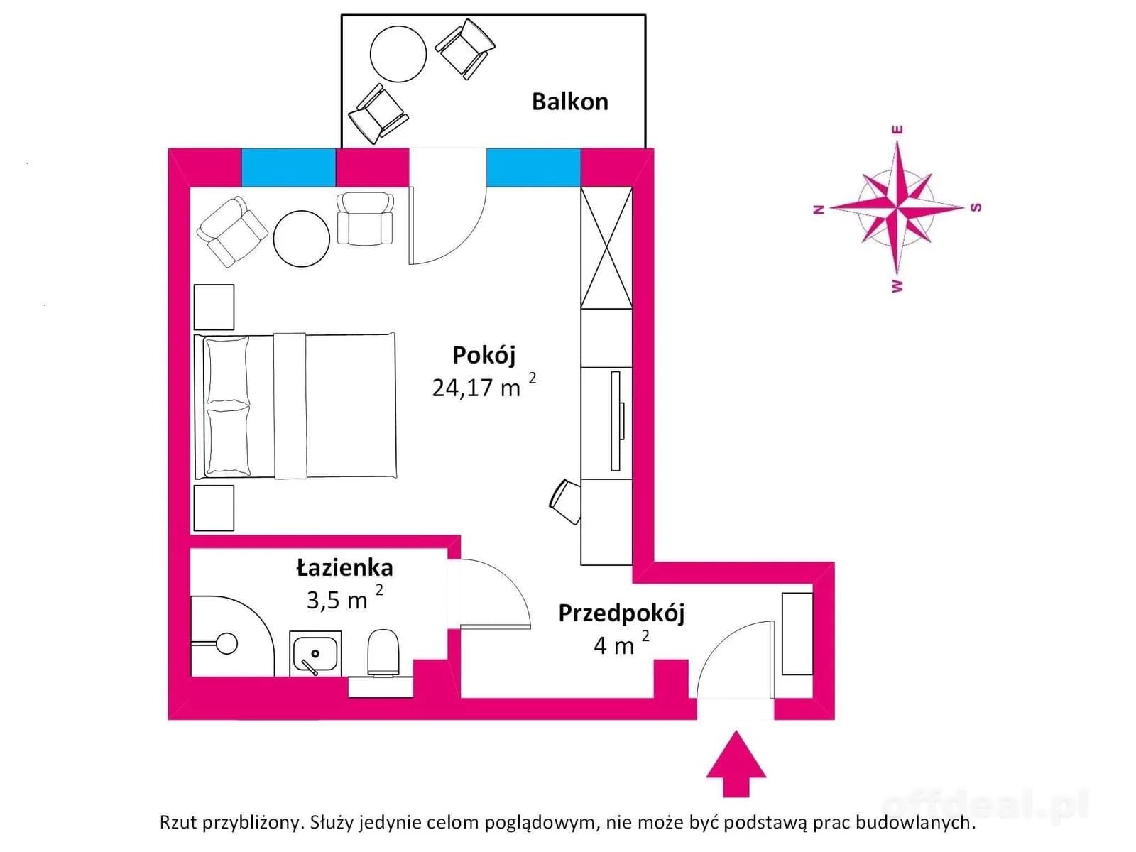 квартира на продаж у Kołobrzeg, Nadmorska | 1-кімн. | 31,67 m²