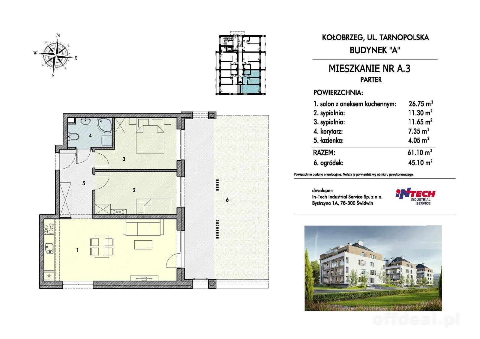 3-room apartment for sale in Kołobrzeg, Podczele | 61.2 m²