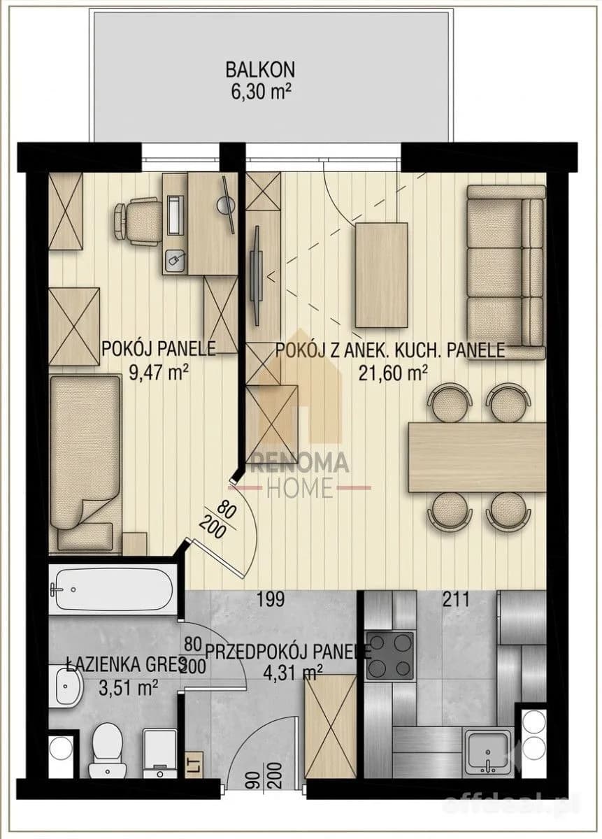 квартира на продаж у Legnica | 2-кімн. | 38,89 m²