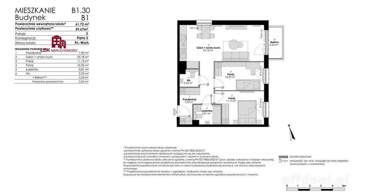 3-room apartment for sale in Starogard Gdański | 61.72 m²