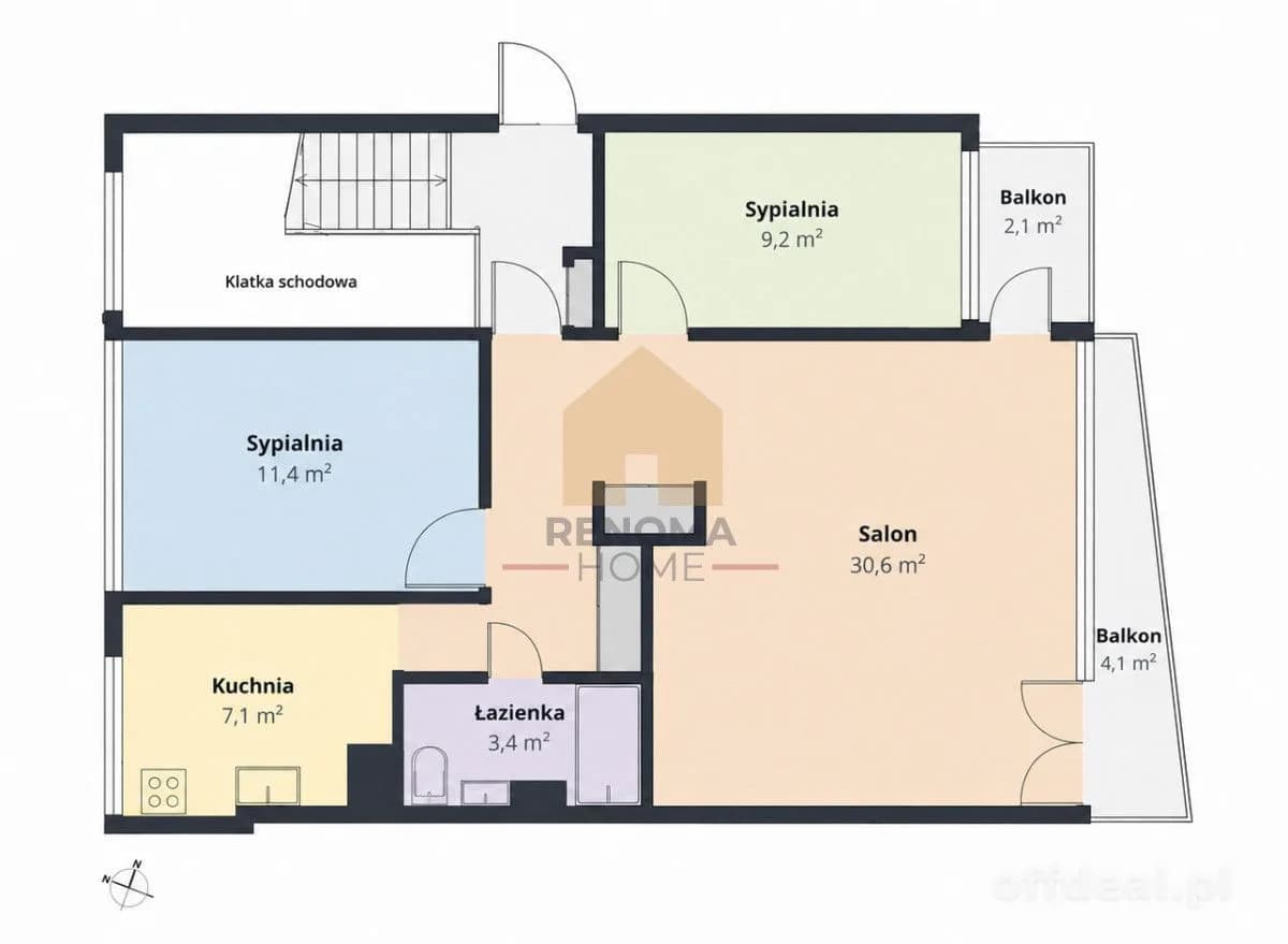 Popowice | 63m2 3 osobne pokoje | 2 balkony