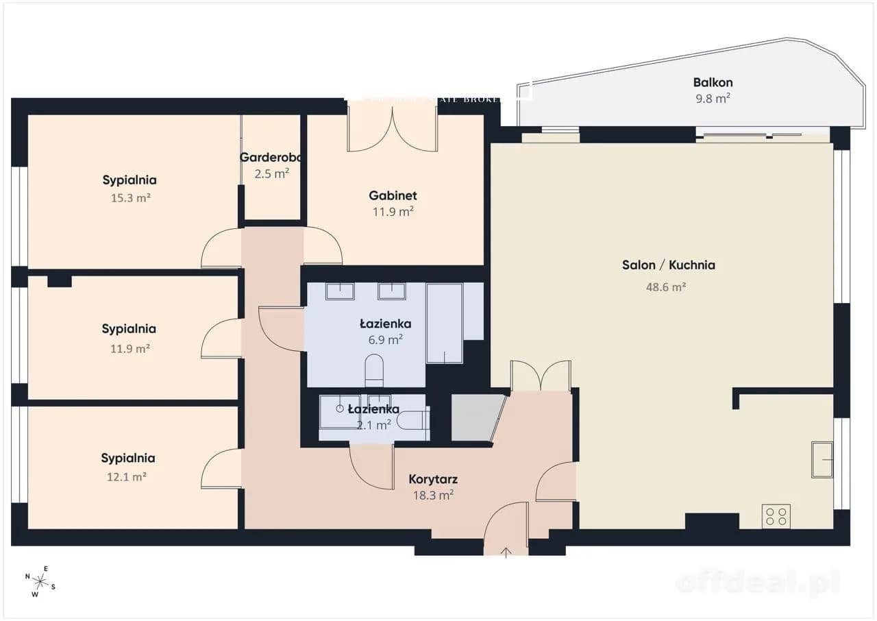квартира на продаж у Warszawa, Ochota, Szczęśliwice | 5-кімн. | 129,6 m²