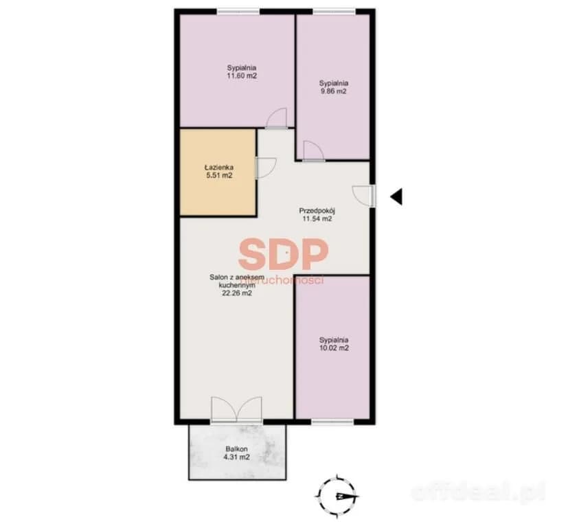 appartement à vendre à Zabrodzie | 4 pièces | 71,01 m²