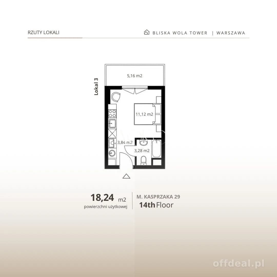 appartement à vendre à Warszawa, Wola | 1 pièces | 18,24 m²