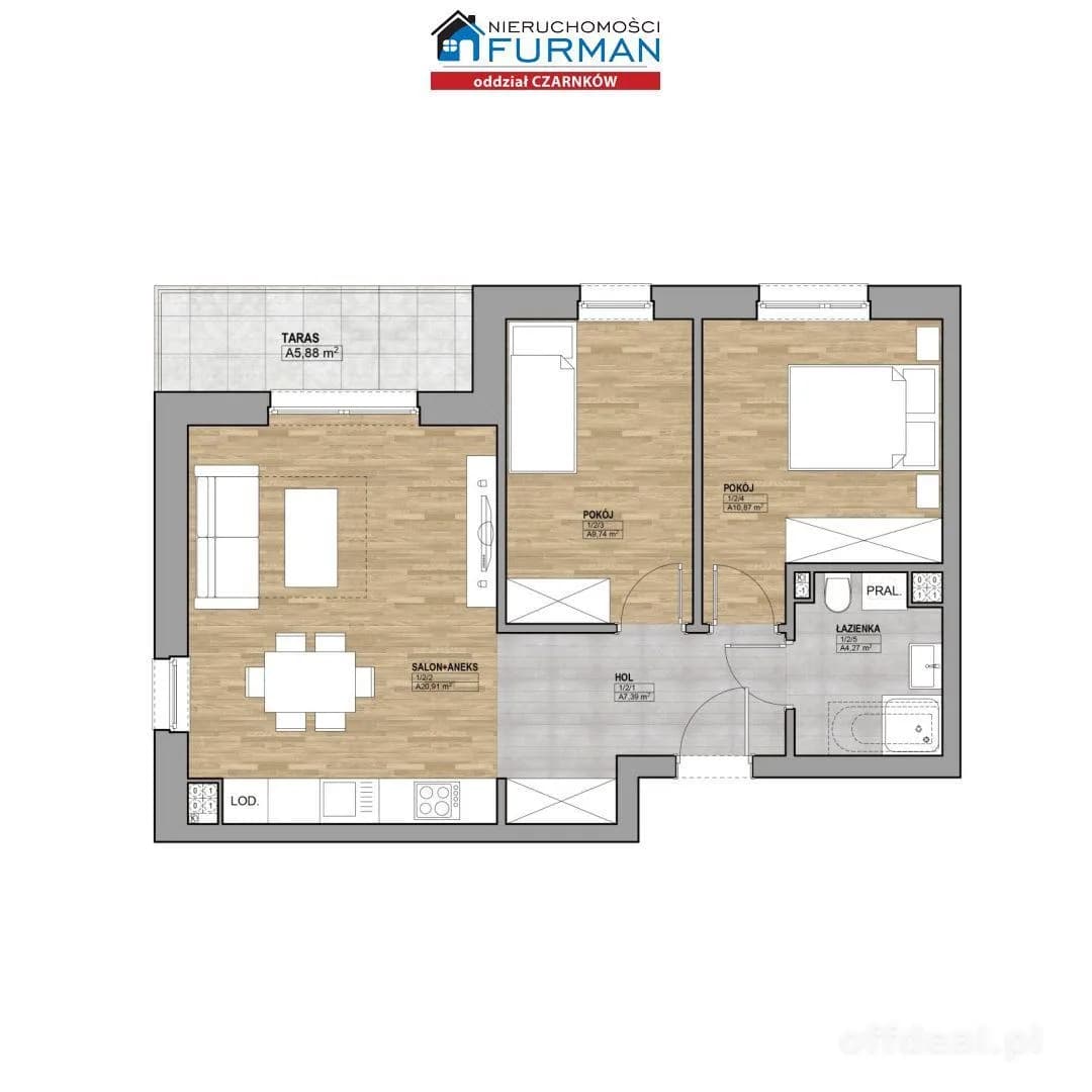 3-Zimmer Wohnung zum Verkauf in Trzcianka | 53,18 m²