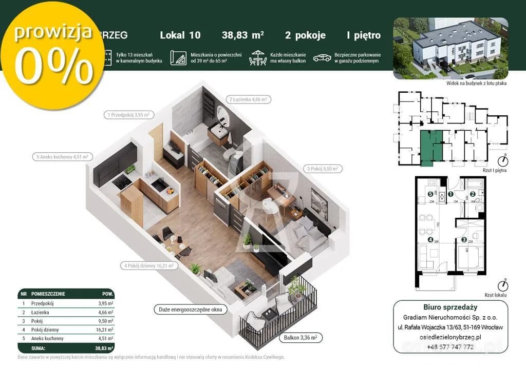Foto 1: Wohnung, 2 rooms, 39 m², Wrocław