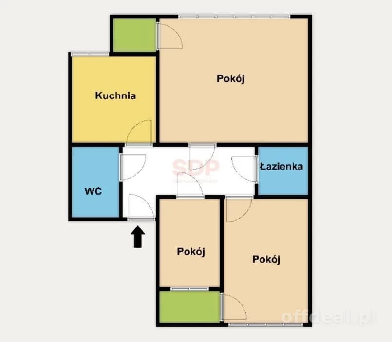 Włodkowica, 65 m2, 3 pokoje, III p. 2 balkony