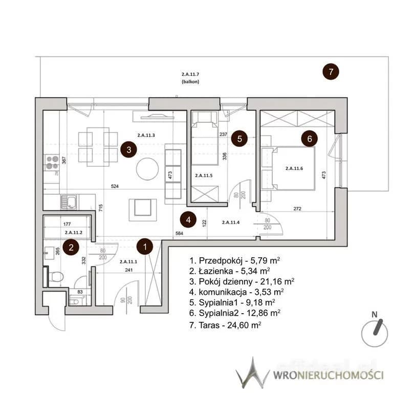 3-Zimmer Wohnung zum Verkauf in Mielno | 57,86 m²