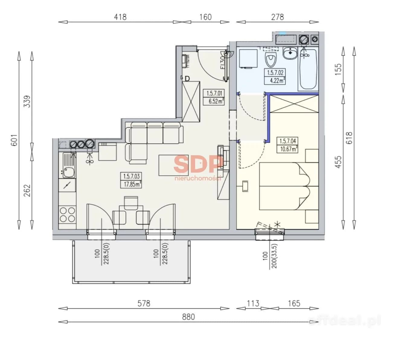 2-Zimmer Wohnung zum Verkauf in Wrocław, Krzyki, Partynice | 39,26 m²