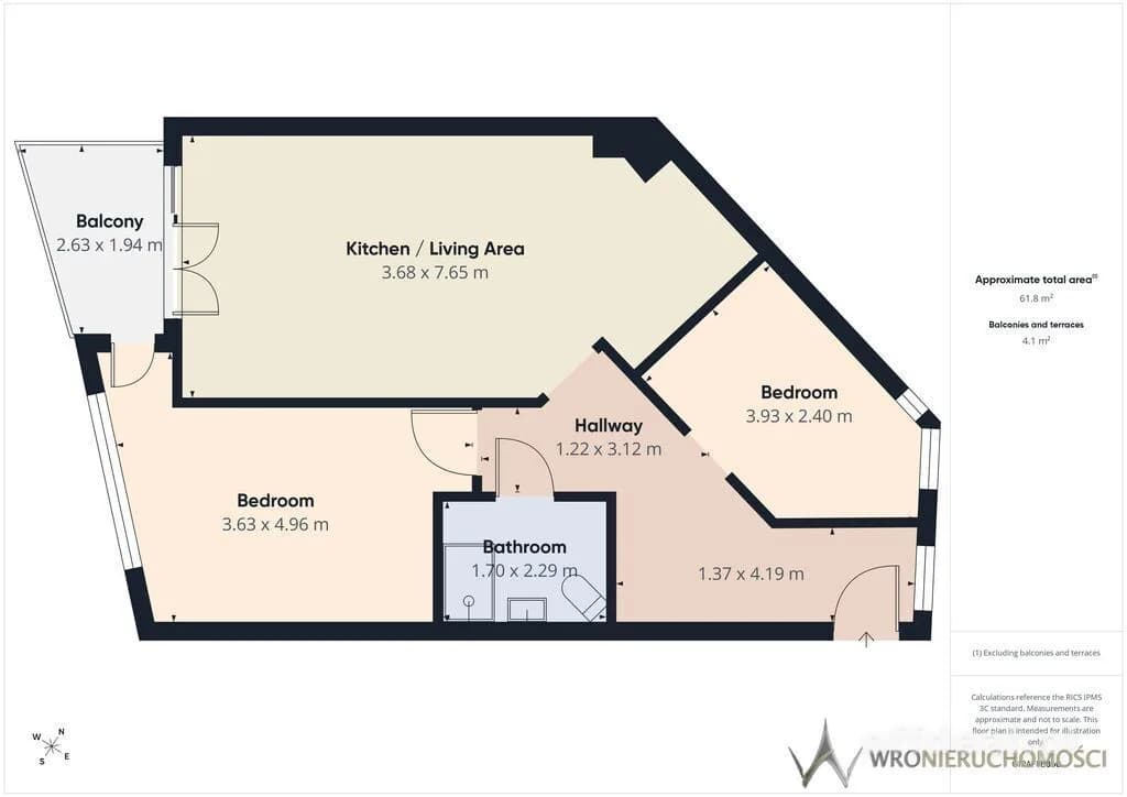 Zdjęcie 14: Mieszkanie, 3 pokoje, 62 m², Wrocław