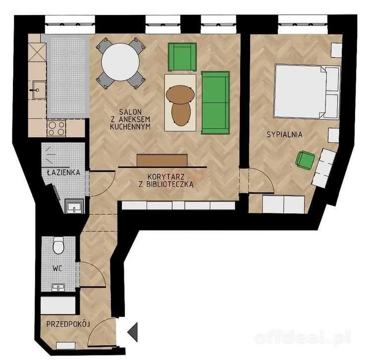 2-Zimmer Wohnung zur Miete in Wrocław, Krzyki, Huby | 63,8 m²