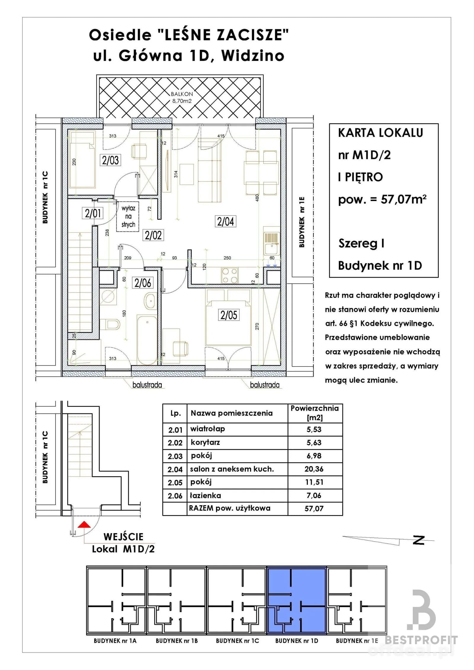 3-room apartment for sale in Widzino | 57.07 m²
