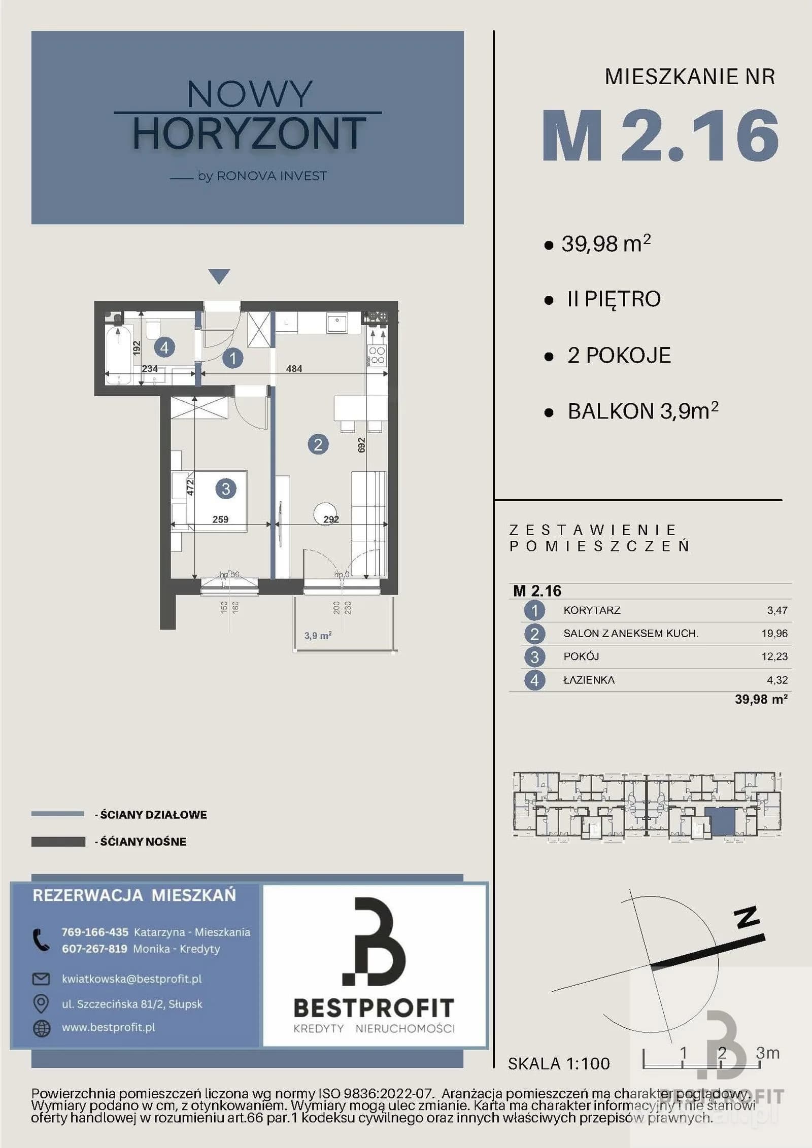 2-room apartment for sale in Słupsk | 39.98 m²