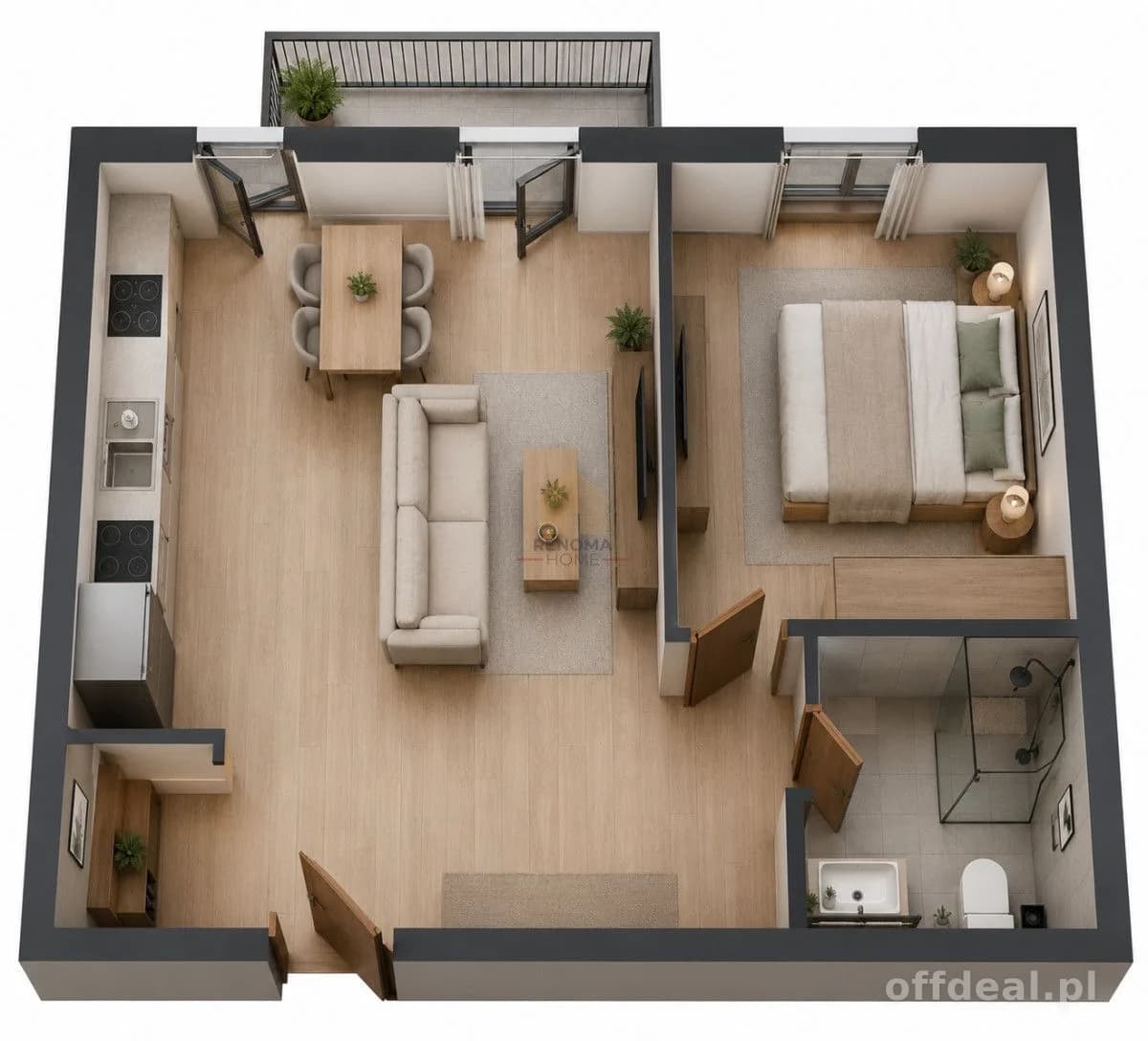 2-pokojowe mieszkanie z balkonem| Prowizja 0%