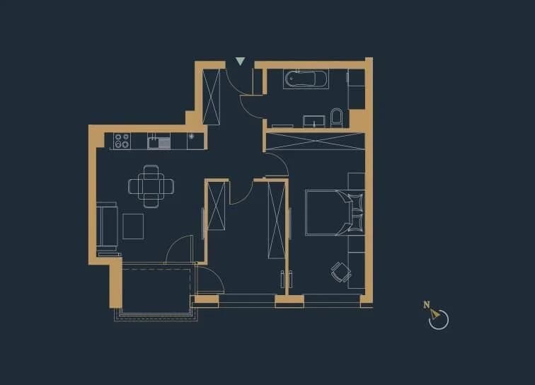 квартира на продаж у Ełk, Osiedle Jeziorna | 3-кімн. | 58,83 m²