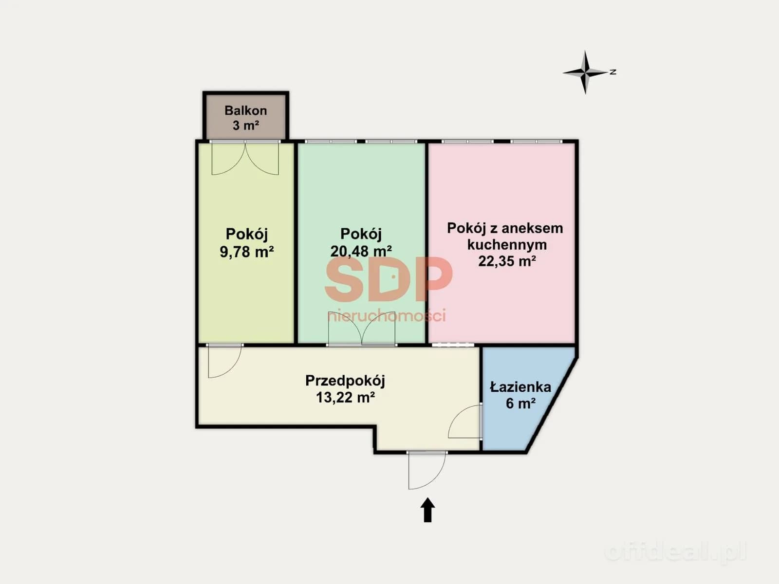 Przestronne 3 pokoje 72,4 m² po remoncie | Balkon