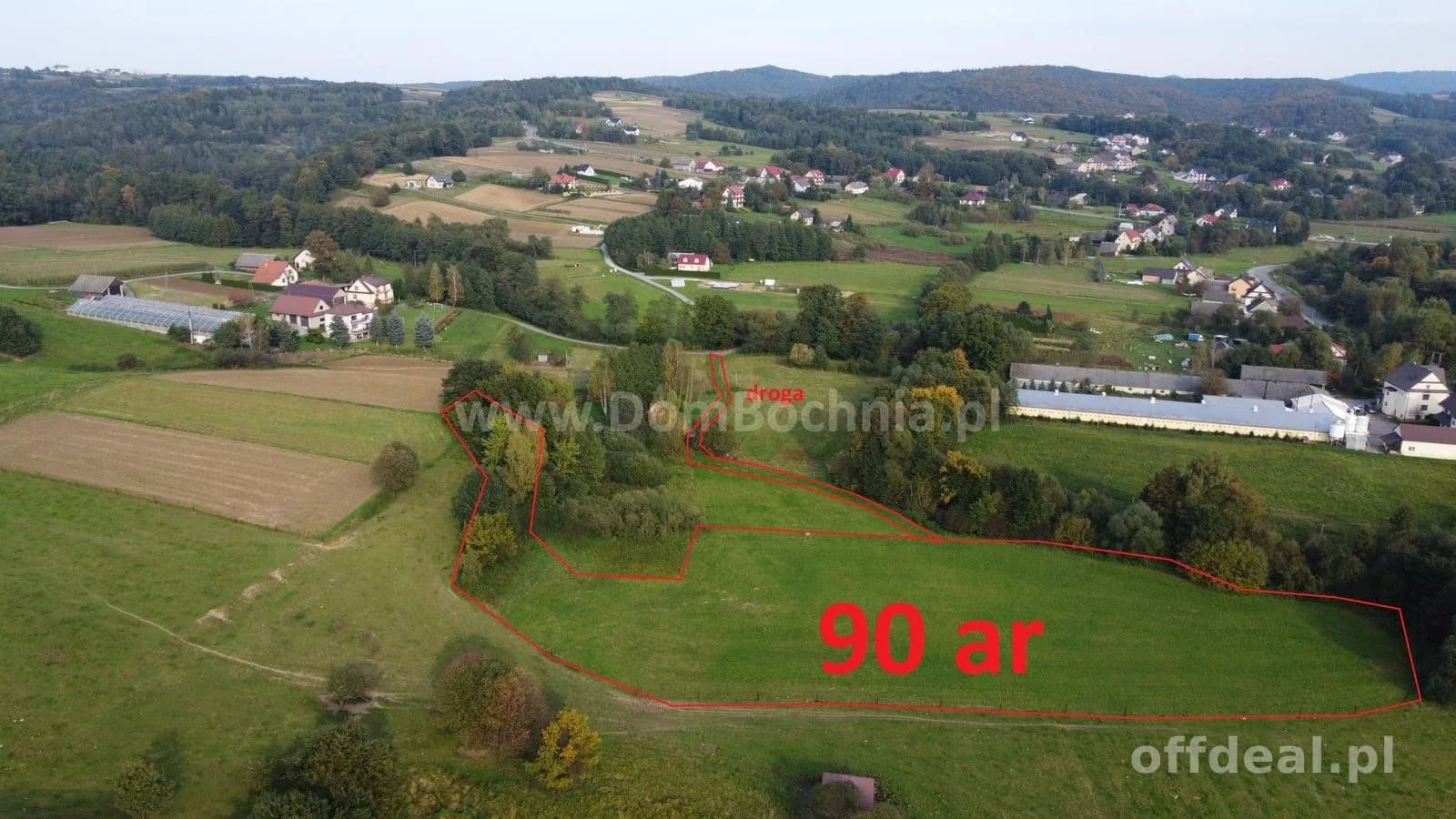 Łąkta górna działka 90ar rolno budowlana