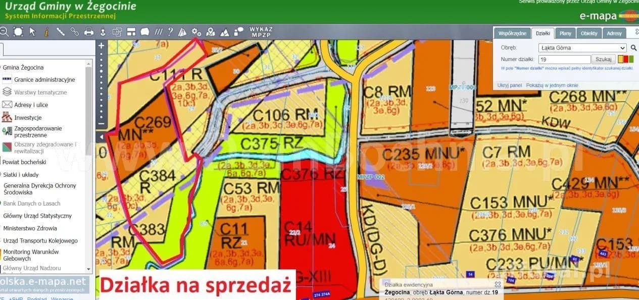 Łąkta górna działka 90ar rolno budowlana