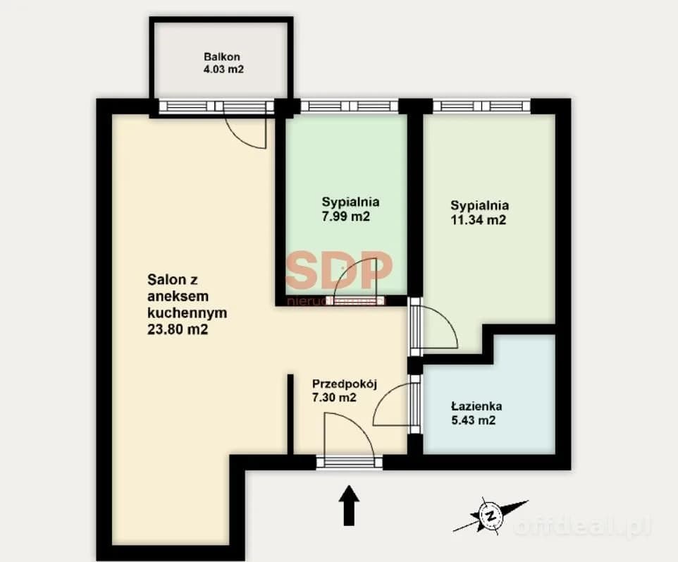 3-Zimmer Wohnung zum Verkauf in Wrocław, Fabryczna, Nowy Dwór | 55,66 m²