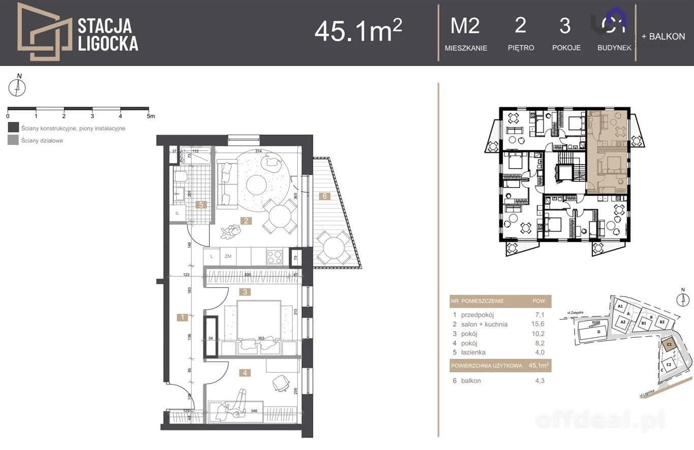 Foto 2: Wohnung, 3 rooms, 45 m², Katowice