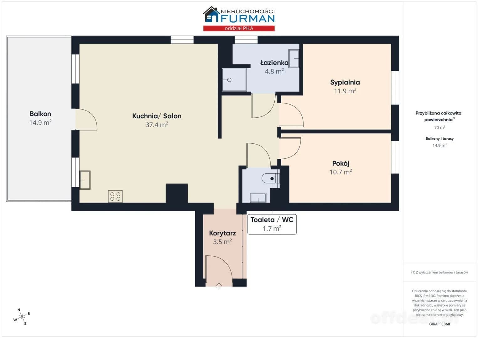Apartament z dużym tarasem - Piła, Zielona Dolina