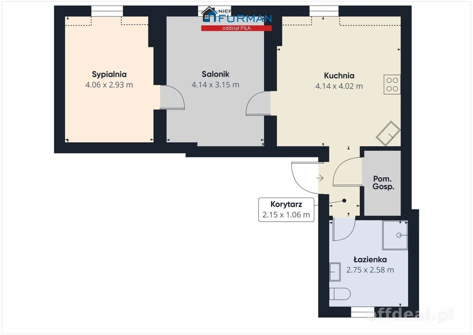 2-room apartment for sale in Krzyż Wielkopolski | 47.1 m²