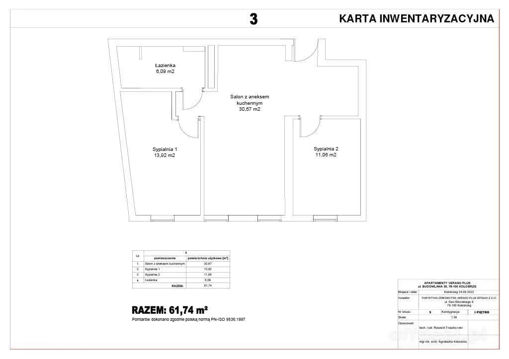 3-room apartment for sale in Kołobrzeg, Starówka | 61.74 m²