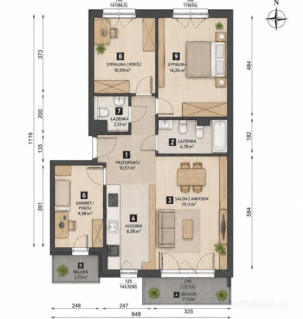Zdjęcie 2: Mieszkanie, 4 pokoje, 79 m², Wrocław