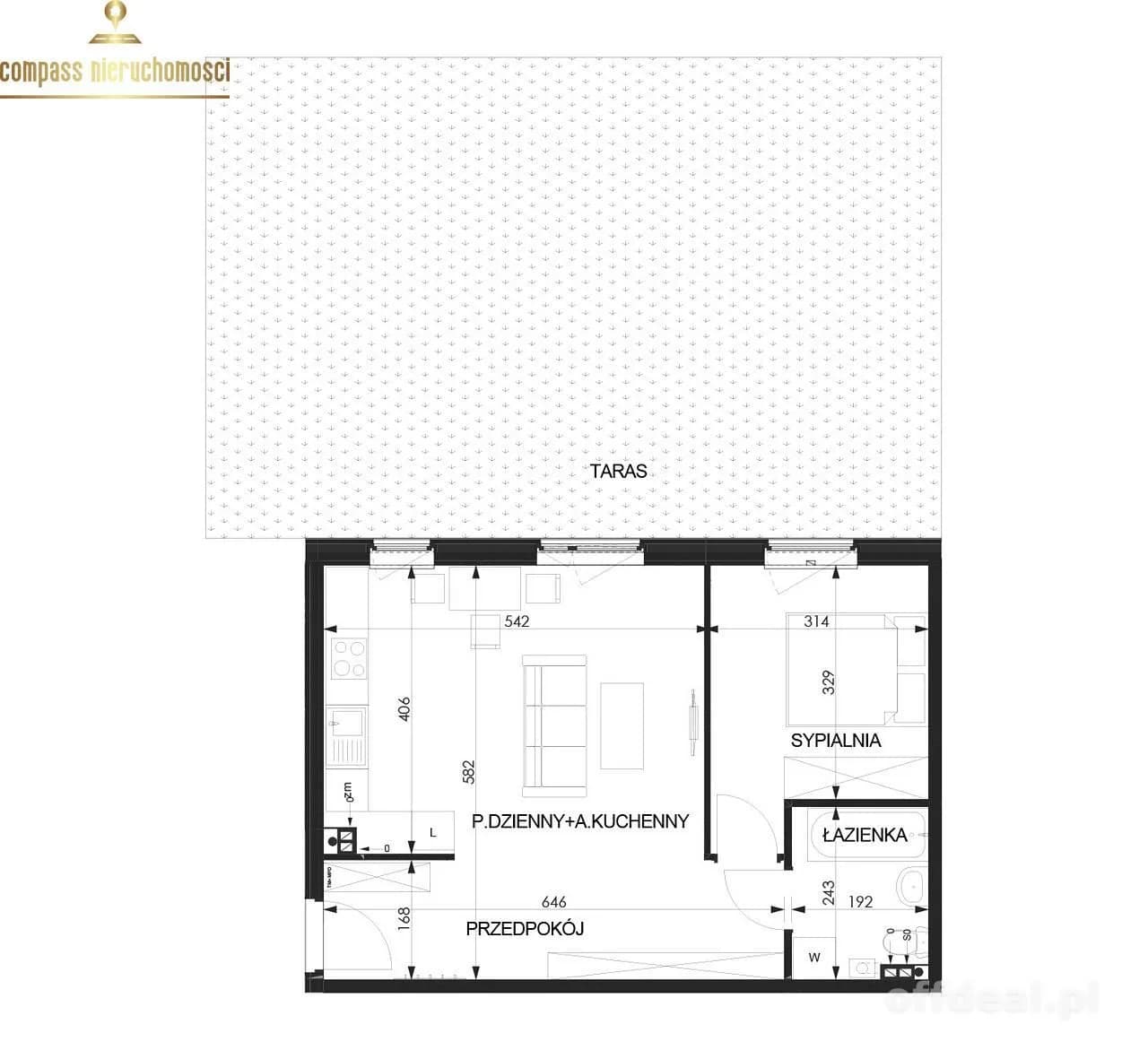 квартира на продаж у Lutynia | 2-кімн. | 47,99 m²