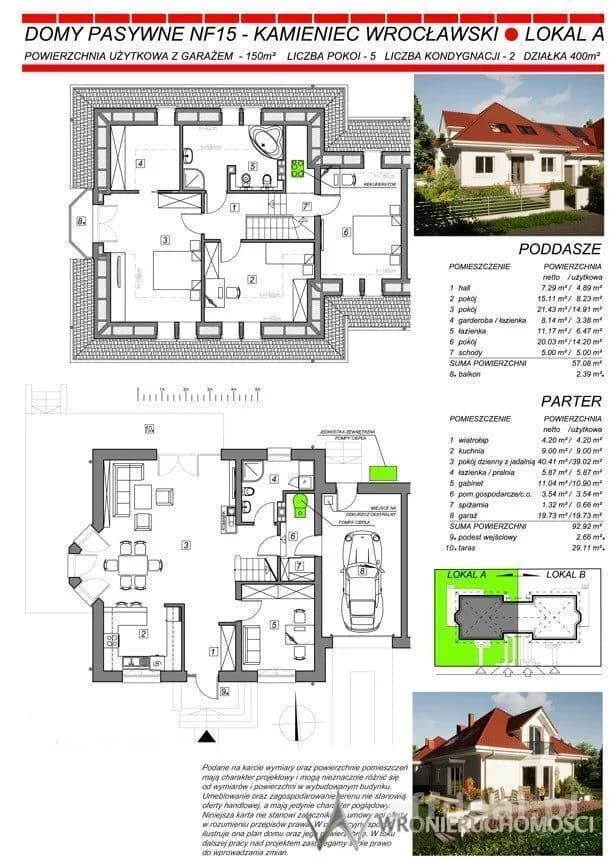 150 m² | 5 pokoi | działka 400 m² | Kamieniec Wrocławski