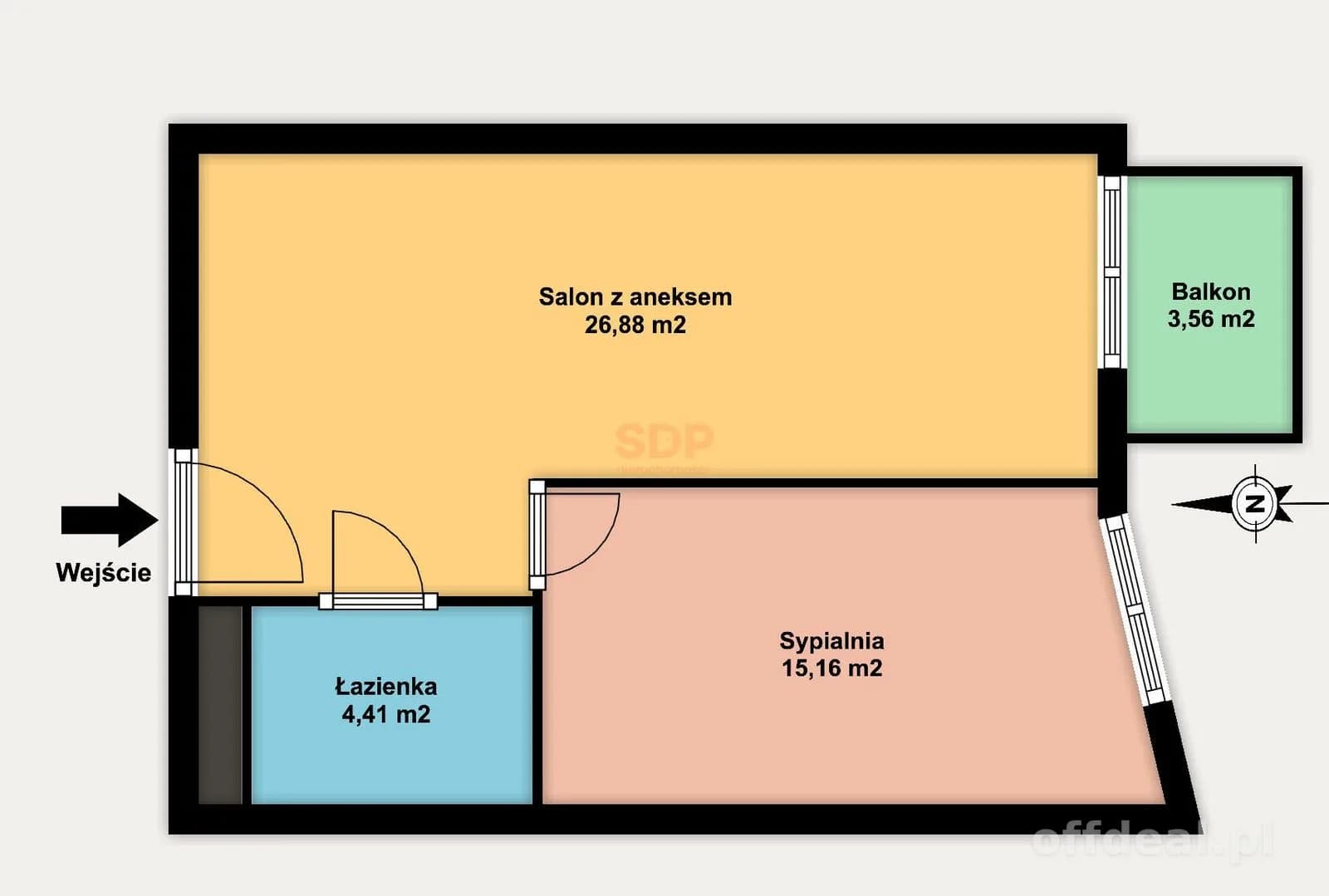 Nowe 2 pokoje z balkonem | 45,46 m² | 1 piętro | Nowa inwestycja