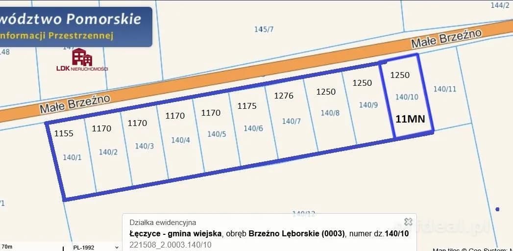 terrain à vendre à Łęczyce | 1 150 m²