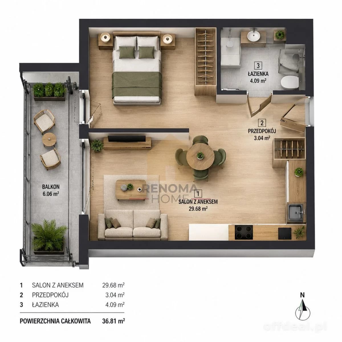 1-Zimmer Wohnung zum Verkauf in Legnica | 36,81 m²