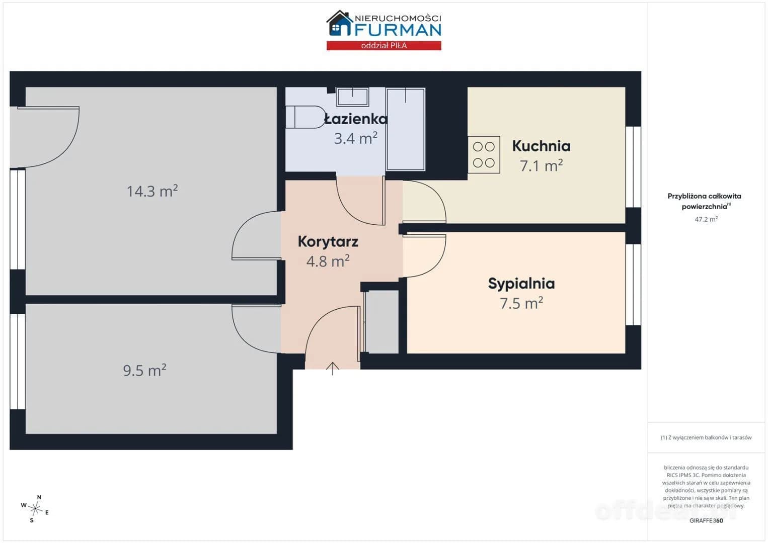 appartement à vendre à Piła, Zamość | 3 pièces | 47,9 m²