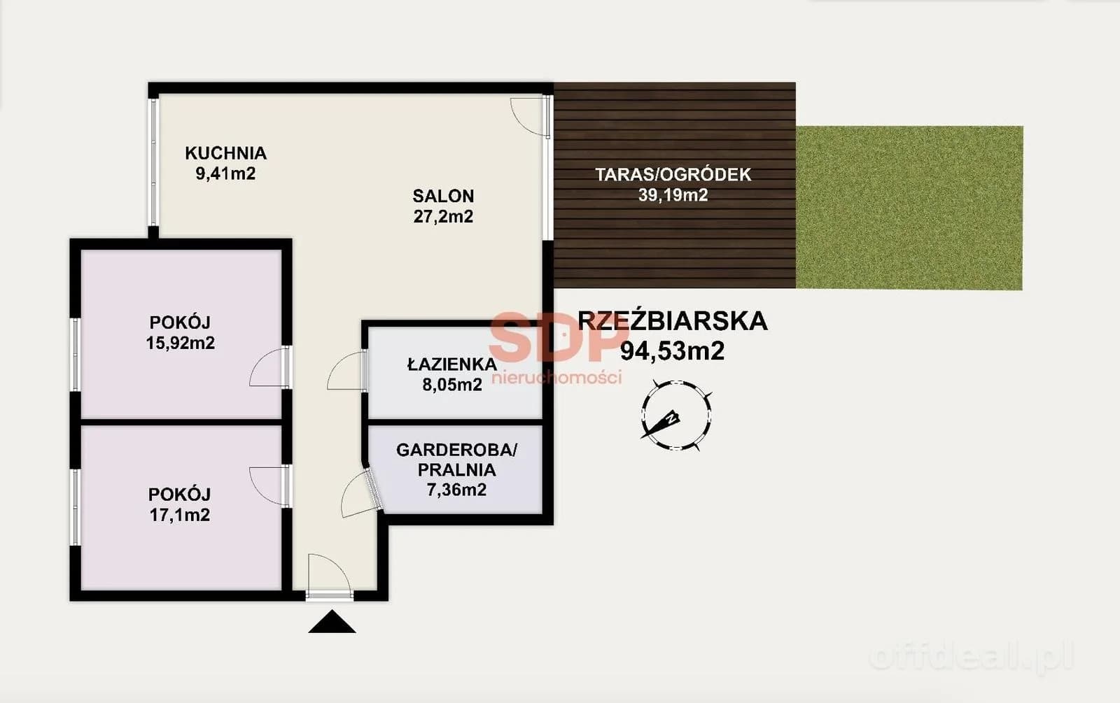 Dąbie | 94,53 m² | 3 pokoje | duży ogród i taras | garaż podziemny