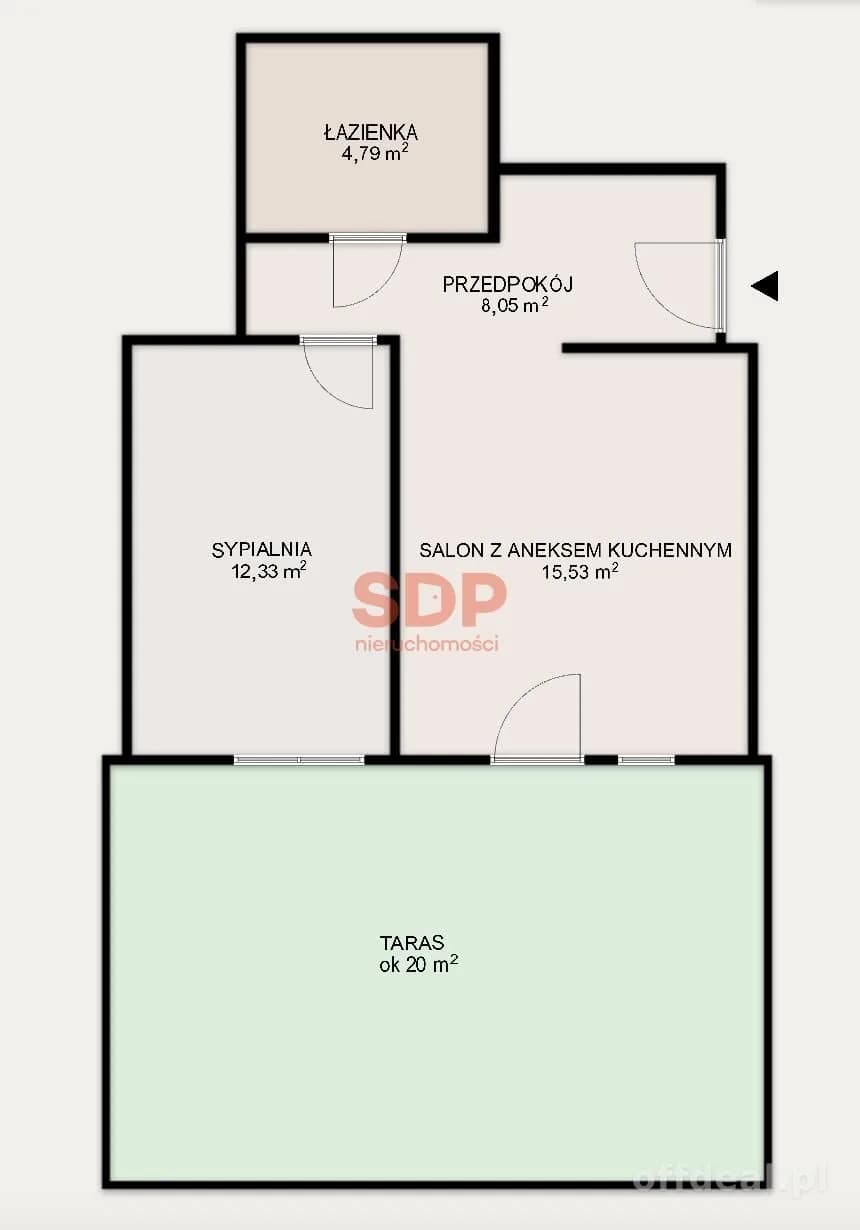 2 pokoje na spokojnym osiedlu | taras 20 m2 | Oporów