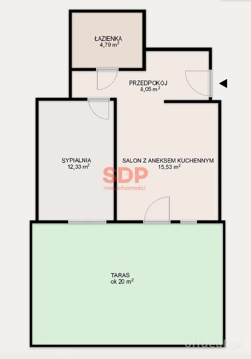 2 pokoje na spokojnym osiedlu | taras 20 m2 | Oporów