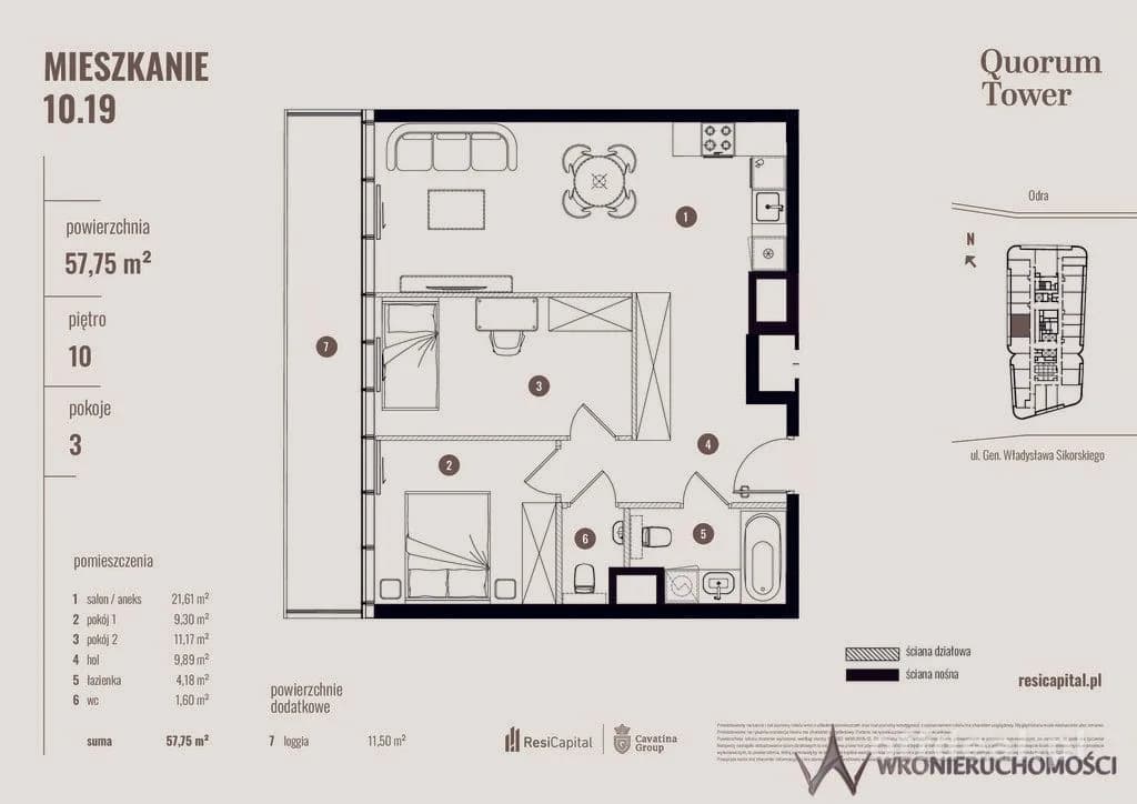 Zdjęcie 2: Mieszkanie, 3 pokoje, 58 m², Wrocław