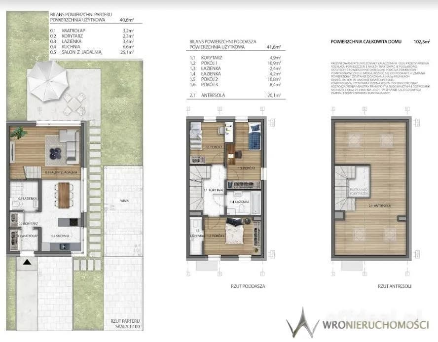 131 m² | 4 pokoje + antresola | ogród | 2 miejsca