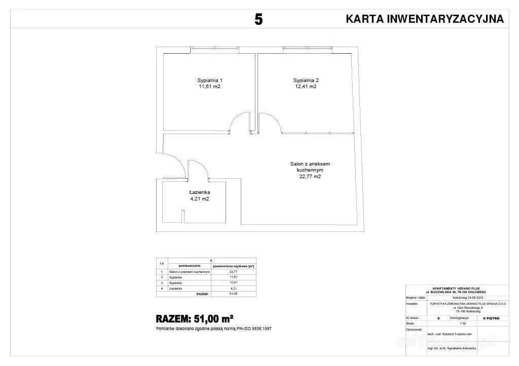 квартира на продаж у Kołobrzeg, Starówka | 3-кімн. | 51 m²