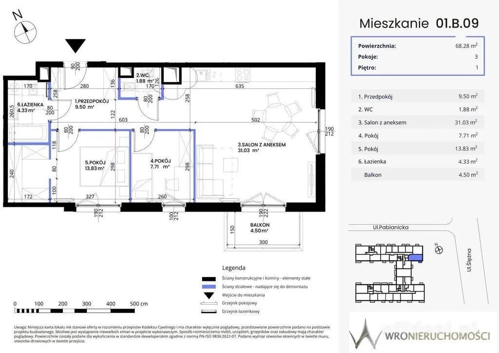 3 pokoje | 68,21 m² | 1 piętro | balkon | gotowe