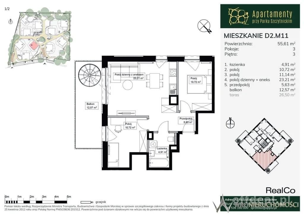 3-room apartment for sale in Wrocław, Śródmieście, Szczytniki | 55.61 m²