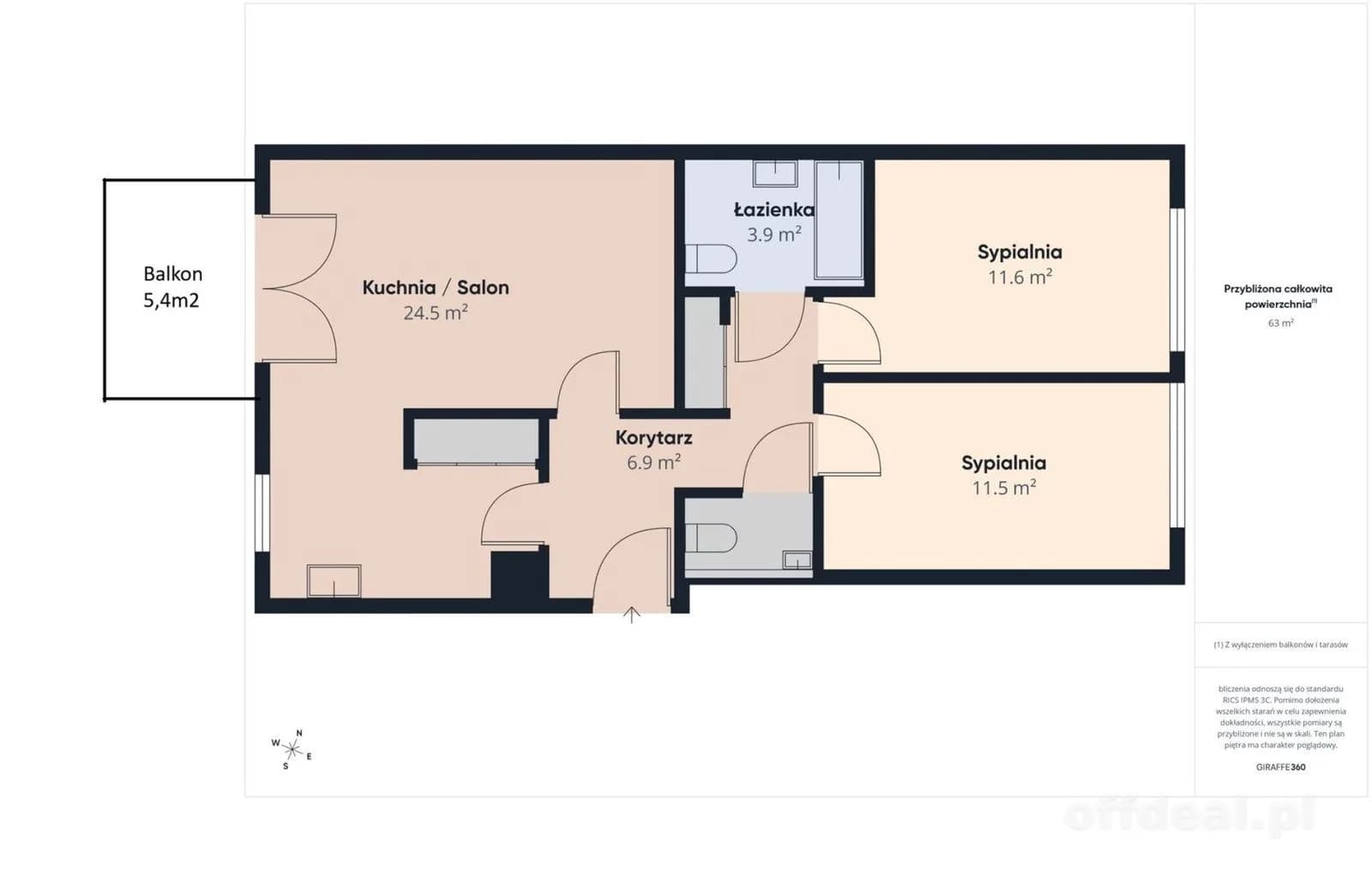 3-room apartment for rent in Warszawa, Bemowo, Chrzanów | 62.97 m²
