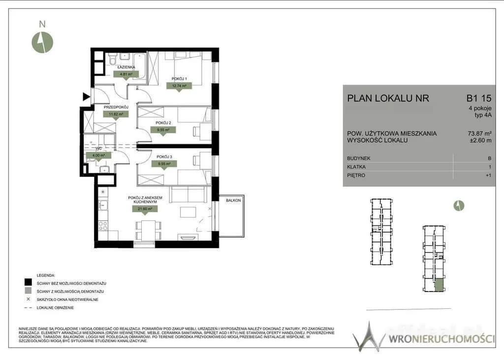 Foto 2: Wohnung, 4 rooms, 74 m², Iwiny