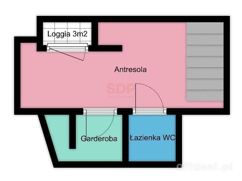 Oporów | Dwupoziomowe mieszkanie z antresolą