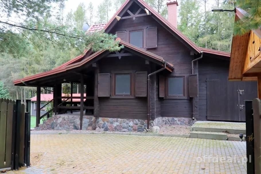 Dom, łódź i pomost nad jeziorem Tyrkło Góra 50 gm Orzysz